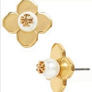 $78 New Tory Burch Babylon Logo Gold Stud Earring